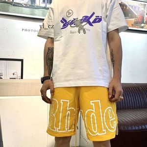 Rhude Shirts Designers TシャツsummerメンズTシャツラグジュアリートレンドブランドポロスシャツレディースTシャツ服