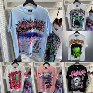 2024 Hellstar T Shirt Rappe Erkekler Kadın Tshirt High Street Rapçi Yıkanmış ağır zanaat üst retro cehennem tişört hip hop tees unisex kısa kollu erkek tasarımcı