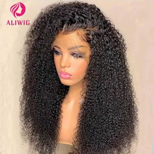 Synthetic Wigs Synthetic Wigs 13x4 Jerry Curly Lace Front Wig Deep Kinky Curly Human Hair Wigs Brazilian 4x4 HD Transparent Lace Frontal Closure Wig For Women 240329