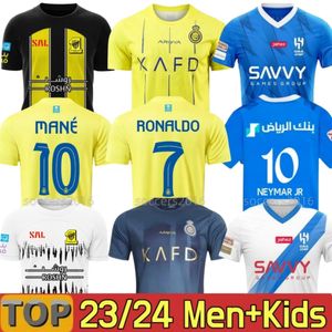 Al Nassr FC Soccer Jerseys Ronaldo 2023 2024 Home Yellow Cr7 Mane Gonzalo Martinez Talisca Men Kid Kit Football Shiirt al-Nassr