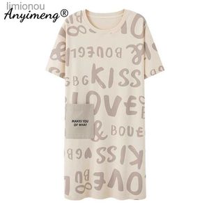 Damen-Nachtwäsche, Sommer, kurze Ärmel, Sleepshirt, lässiges Nachthemd, Übergröße, Milchseide, Damen-Nachthemden, L-5XL, Cartoon-Nachtwäsche, Damen-Dessous, C24319