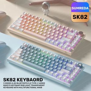 SK82 2,4G Беспроводная Bluetooth Проводная трехрежимная механическая клавиатура RGB Подсветка Сменная прокладка Структура Игровая игровая клавиатура 240304