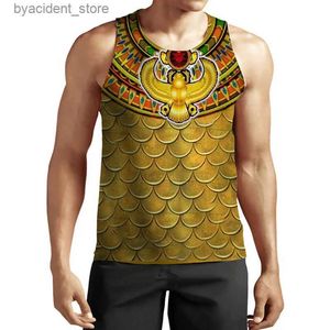 Men's Tank Tops New 3D Printing Funny Summer Ancient Egyptian Pharaoh Tank Top Fashion Men Women Tracksuits Crewneck Hip Hop Vest Size S-7XL L240322