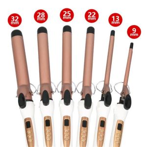 Irons 1PC Rose Gold LCD Wyświetlacz do włosów Elektryczne Ceramiczne Curling Iron Curle Curls Wand Wand Waver Hair Styling Tools Professional 2#