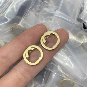 Designer Classic Letter Earrings G Studs Stamps Retro 14k Gold Earrings For Women's Double Wedding Party Birthday Gift Jewelry Woman 54135