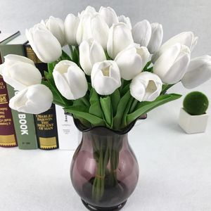 Dekorative Blumen Mylb 31 Teile/los Gefälschte Tulpen Künstlicher PU-Blumenstrauß Real Touch Für Heimdekoration