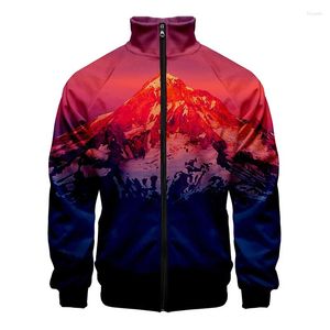 Men's Jackets 3D Snow Mountain Scenery Printed Jacket Funny Landscape Graphic For Men Children Fashion Streetwear Clothing Clothes Top