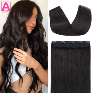 Extensions Clip in Human Hair Extensions One Piece 5 Clips 100% Real Human Hair Straight Soft One Piece Natural Human Hair Extensions 120g