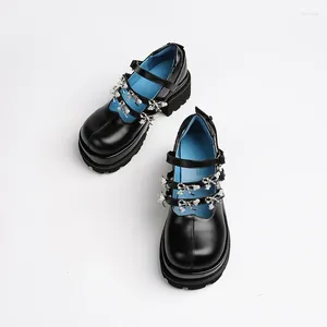Scarpe eleganti Piattaforma Cinturino con fibbia nera Decorazione farfalla in metallo Punta tonda Tacchi grossi Ragazze Zapatillas Plataforma Mujer Lusso