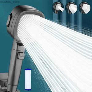 Bathroom Shower Heads High Pressure Shower Head with Filter Black 3 Modes Massage Spray Nozzle Large Flow Rainfall Shower Head Bathroom Accessories Y240319