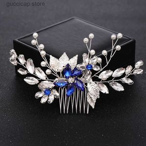 Diademi Trendy cristallo pettine per capelli sposa diadema accessori per capelli da sposa fatti a mano foglia perla donne forcine gioielli per capelli da sposa copricapo Y240319