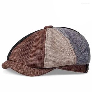 Береты, хлопковые и льняные шапки для мальчиков, кепка в стиле ретро, британская кепка художника, мужские острые козырьки, восьмиугольная шляпа, берет для взрослых, дальнобойщик