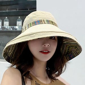 Wide Brim Hats Sun Hat Large Edge Double Sided Shading Fisherman's Everything Ethnic Wind Travel Sunscreen Beach Straw