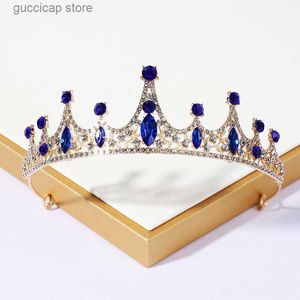 Tiaras Itacazzo Bridal Headwearブルーカラー神秘的なスタイルの女性王冠Y240319