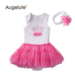 2019 Summer Baby Girls Romper 100 Pure Cotton Crown One Piece Tutu Dress Suksuits z opaską na głowę zestawu maluchów Rompers ubrania reta6485938