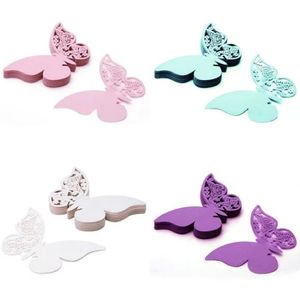 Party Decoration Table Mark Name Paper Laser Cut Cards Butterfly Shape Wine Glass Place Card For Wedding 590QH