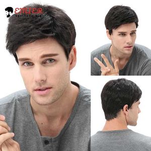 Synthetic Wigs Lace Wigs Short Mens Wigs With Oblique Bangs Daily Natural Color Fluffy Synthetic Hair Wig For Man Fashion Breathable Machine Made Wig 240328 240327