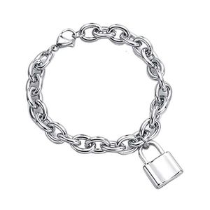 Design de moda charme pulseiras de aço inoxidável pequeno bloqueio pingente versátil acessórios de aço titânio personalizado casal bloqueio pingente pulseira na moda accesso