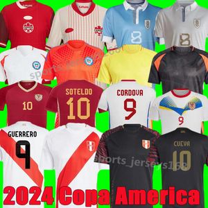 2024 Perù Canada Venezuela maglie da calcio Copa America Colombia maglie da calcio 2024 25 kit Uniforme Uruguay maglia CUEVAS SOSA Cile DAVIES J.DAVID SAVARINO RONDON