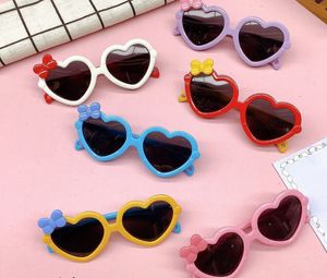 Kids sun with sunglasses girls Bows love heart frame silicone polarized light sunglass goggles children UV 400 Protective eyewear Z2365