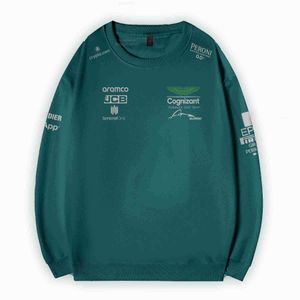 Moletom com capuz masculino Aston Martin No.14 e No.18 Alonso Drivers 2024 F1 Championship Team Masculino e Feminino Moda Suéter Esportivo com Gola Redonda