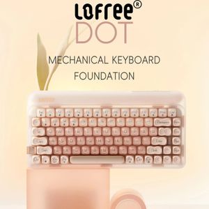 Lofree klawiatury podkładowe klawiatury mechaniczne z 3 typami połączenia dla systemu Windows Mac OS/Pink Gateron Baby Switchs 240304