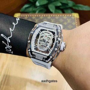 Luxury Mens Mechanics Watches Richa Wristwatch Ghost Men's Automatic Mechanical Mill R Watch Hollowed Diamond Skull med unik personlig person