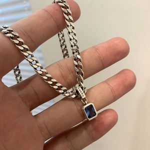 Diamond Inlaid Blue Zircon Necklace, Female Niche Design Sense, New Trend in