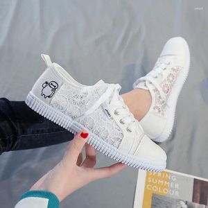 Casual Schuhe Weiß Frauen Weibliche Spitze Atmungsaktive Sommer Studenten Mesh Nette Leinwand Frau Flache Für Turnschuhe