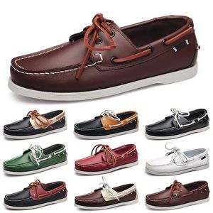 Mens Casual Shoes Black Leisures Silvers Taupe Dlives Brown Grey Red Green Walking Low Soft Multis Leather Men Sneakers Outdoor Trainers Boat Shoes Breattable AA033