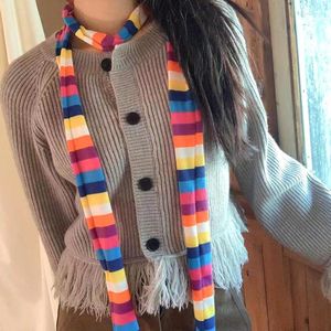 Scarves Goth Striped Scarf Long Knitted Women's Fashion Punk Slim Neck Tie Neckerchief Korean Winter Autumn Clothing Accessories