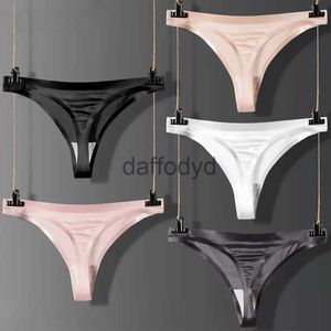 Calcinha feminina 2023 nova tanga de seda gelo calcinha sexy para senhoras sem costura g-string roupa interior feminina tangas de cintura baixa lingerie biquíni algodão virilha 240319