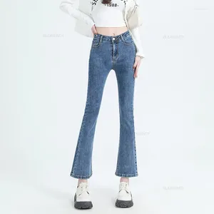 Women's Jeans Spring Skinny Small Flared Elastic Casual Fashion Korean Slim Black Vintage Blue Ankle Length Pants