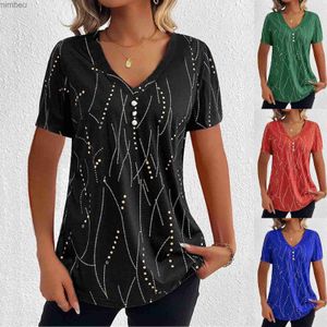 Koszulka damska Summer Casual Tops dla kobiet mody mody swobodny top v szyja guziki