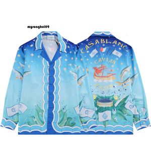 maglietta casablanca Camicia americana hawaiana allentata stampata sottomarino New Ocean World Stesso stile