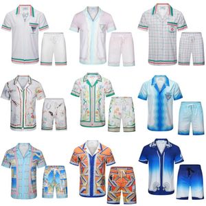 Casa Blanca Men, camiseta Casablanca shorts de duas peças Novo all-in-one masculino e feminino Casanclanc Shirt Casablancas camisa de primavera de primavera tendência de impressão