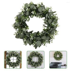 Decorative Flowers Artificial Garland Spring Faux Green Wreath Eucalyptus Leaves Silk Cloth Front Door