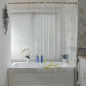 Cortinas de chuveiro transparentes simples à prova d'água PEVA cortina de banho à prova de mofo capa de banho de alta qualidade com 12pcs ganchos de plástico 240313