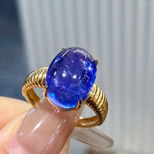 Klusterringar lr2024 tanzanite ring fina smycken ren 18 k guld naturliga ädelstenar 9,9ct diamanter kvinnlig årsdag gåva