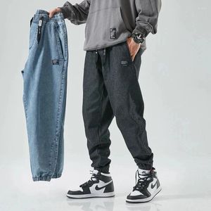 Herr jeans plus 2024 storlek mode casual jogger harem denim byxor hip hop elastiska midja manliga byxor