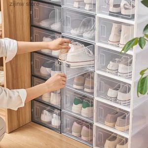 Storage Holders Racks Transparent plastic transparent doors save space simple home shoe rack mesh red shoe wall shoe dust and moisture Y240319