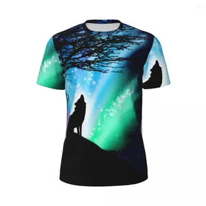 Męskie koszule T -Night Mountain Shirt Man Northern Light