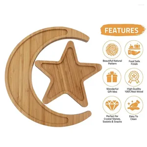 Plates Decorative Wood Serving Trays Moon Star Wooden Tray Set For Home Kitchen Table Easy To Clean Pallet Breakfast