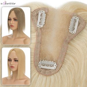 Toppers Snoilite 8x10cm Toppers per capelli umani Nodo singolo Uncinetto a mano da donna Topper Parrucche per capelli naturali Parte centrale Mono Parrucchino Estensione