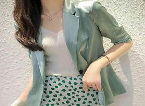 Koreanische Mode Satin Frauen Blazer Eis Business Lady Seide Blazer Plus Größe Damen Tops 2105314671344