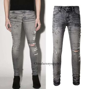 Designerinnen Frauen Jeans Herren gedruckte graue Dehnungs -Jeans Jeans Slim Fit Zip Close Details Hip Hop Motorradhose CHG2308052 6.21