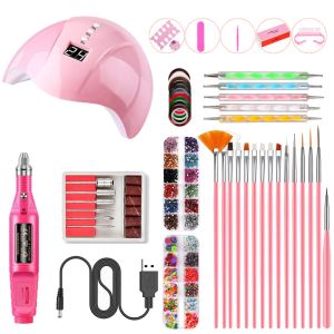Dresses Nail Tools Set with Uv Led Lamp Dryer Electric Drill Hine Soak Off Manicure Tool Kit for Nail Beauty Decorations Brush Dot