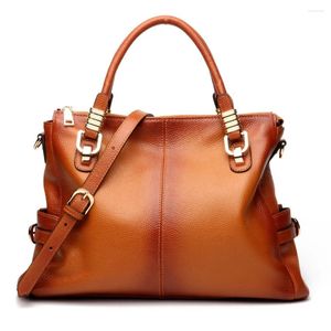 Totes Winter Vintage Real Genuine Cow Leather Big Bag Handbag Female Ladies Handbags Women Shoulder Bags Designer Sac Pochette