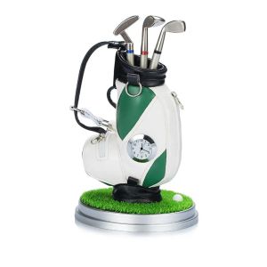 Aids Golf Car With Pen and Watch Novelty Gifts with 3 Pieces Aluminum Pen Golf Bag Pencil Holder Golf Souvenirs Golf Accessories