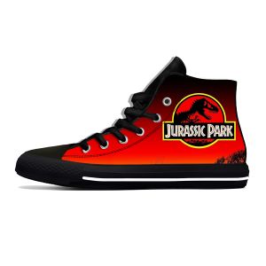 Sapatos parque parque de dinossauro anime desenho animado mangá jurássico de pano casual sapatos de pano alto alto tênis de impressão 3D iluminada 3D Mulheres tênis